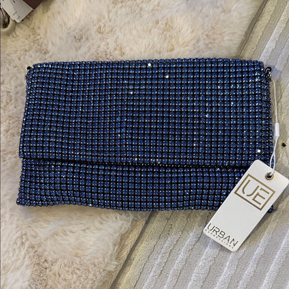 Urban Expressions Black and Blue Beaded Clutch